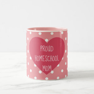 Proud Homeschool mama Roze Polka Dot Heart Tweekleurige Koffiemok