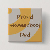 Proud Homeschool Pap Brown en Gray Swirls Vierkante Button 5,1 Cm (Voorkant)