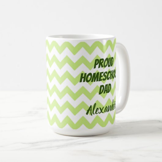 Proud Homeschool Pap Green en White Chevron Koffiemok (Voorkant rechts)