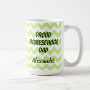 Proud Homeschool Pap Green en White Chevron Koffiemok