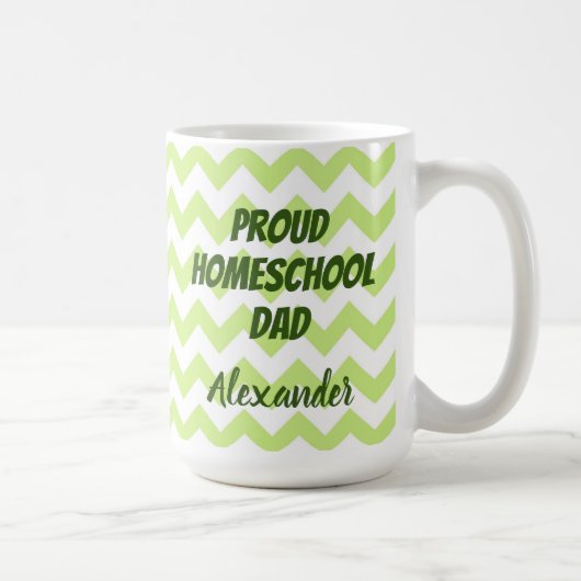 Proud Homeschool Pap Green en White Chevron Koffiemok (Rechts)