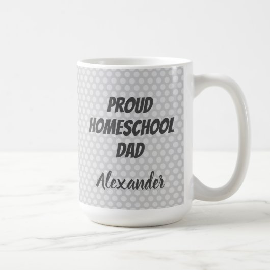 Proud Homeschool Papa Gray Polka dots Koffiemok (Rechts)