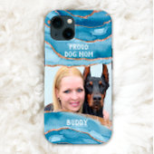 Proud hond Mam Foto Elegant Modern Glitter Blue Case-Mate iPhone Case