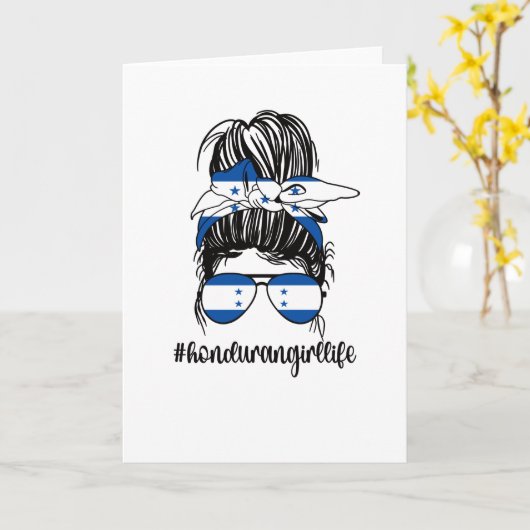 Proud Honduran Girl Honduras Flag Honduran Roots Kaart (Gele Bloem)