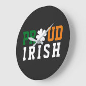 Proud Irish Shamrock Lucky Clover Quote St Paddy  Grote Klok (Hoek)