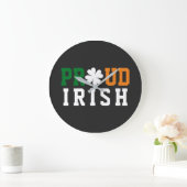 Proud Irish Shamrock Lucky Clover Quote St Paddy  Grote Klok (Huis)