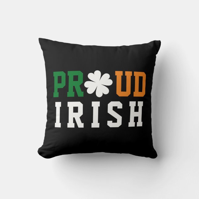 Proud Irish Shamrock Lucky Clover Quote St Paddy Kussen (Voorkant)