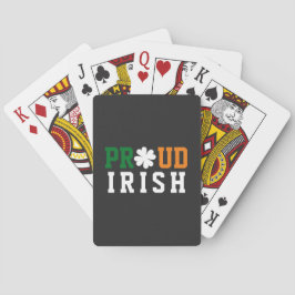 Proud Irish Shamrock Lucky Clover Quote St Paddy Pokerkaarten