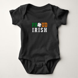 Proud Irish Shamrock Lucky Clover Quote St Paddy Romper