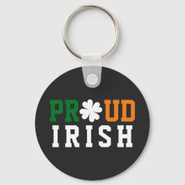 Proud Irish Shamrock Lucky Clover Quote St Paddy Sleutelhanger
