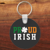 Proud Irish Shamrock Lucky Clover Quote St Paddy Sleutelhanger (Voorkant)