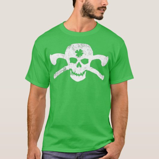 Proud Irish Skull Cross Shillelagh Clubs T-shirt (Voorkant)