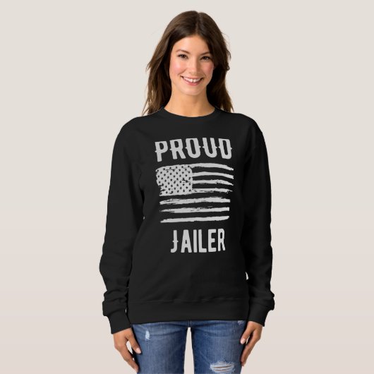 Proud Jailer Profession American Flag Premium Trui (Voorkant volledig)