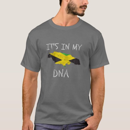 Proud Jamaican Pride zit in mijn DNA Jamaica vlag T-shirt (Voorkant)