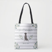 Proud Labrador mama | Lekkende botanische bladeren Tote Bag (Voorkant)