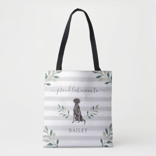 Proud Labrador mama | Lekkende botanische bladeren Tote Bag (Voorkant)