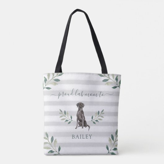 Proud Labrador mama | Lekkende botanische bladeren Tote Bag (Achterkant)