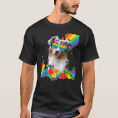 Proud Lgbt Gay Australian Shepherd Dog Pride Flag T-shirt (Voorkant)