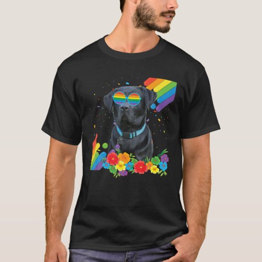 Proud LGBT Gay Black Labrador Dog Pride Flag T-shirt (Voorkant)