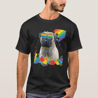 Proud LGBT Gay Bullmastiff Dog Pride Flag Rainbow T-shirt