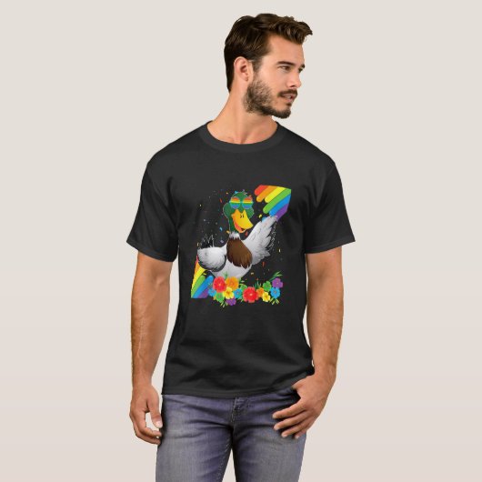 Proud Lgbt Gay Duck Pride Flag Rainbow Lgbtq Lesbi T-shirt (Voorkant volledig)