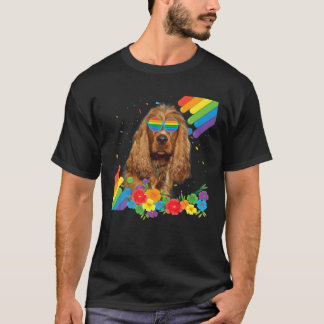 Proud LGBT Gay English Cocker Spaniel Dog Pride Fl T-shirt