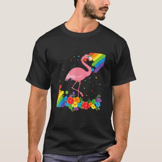 Proud Lgbt Gay Flamingo Pride Flag Rainbow Lgbetq  T-shirt (Voorkant)