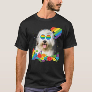 Proud LGBT Gay Old English Sheepdog Dog Pride Flag T-shirt