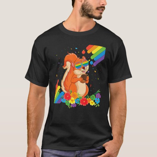 Proud Lgbt Gay Squirrel Pride Flag Rainbow Lgbetq T-shirt (Voorkant)