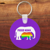 Proud LGBT Mama Elephant Gay Pride Mam Paars Sleutelhanger (Voorkant)