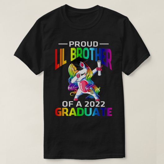 Proud Lil Brother van A 2022 Afstuderen Unicorn Da T-shirt (Design voorkant)