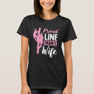 Proud Line Mans Wife Electric Cable Worker Womens T-shirt