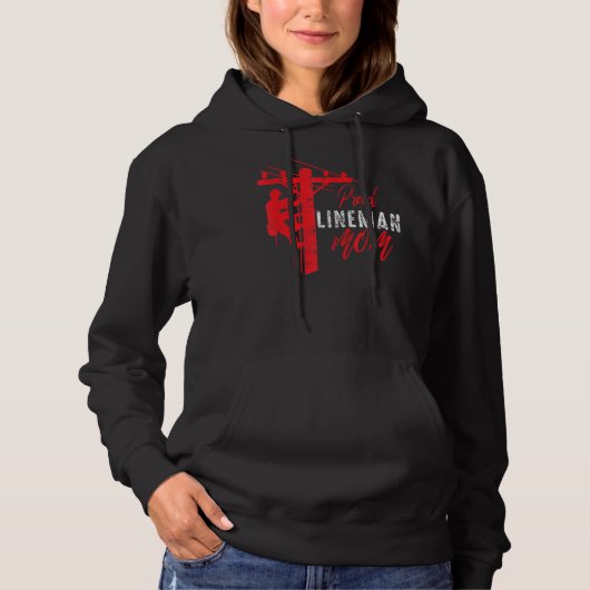 Proud Lineman Mam for Electric Cable Lineman Hoodie (Voorkant)
