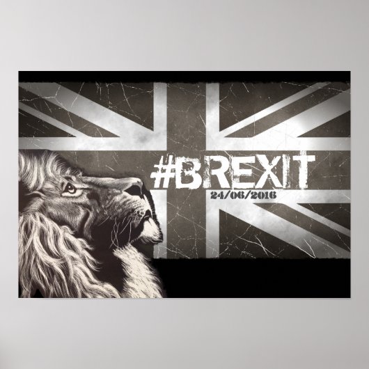 Proud Lion #Brexit past de Datum 24.6.2016 aan Poster (Voorkant)