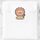 Proud Lion – Cute Kawaii Animal Illustration Vierkante Sticker (Tas)
