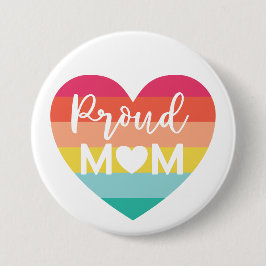 Proud Mam Gay Pride Colorful Rainbow Heart Ronde Button 7,6 Cm