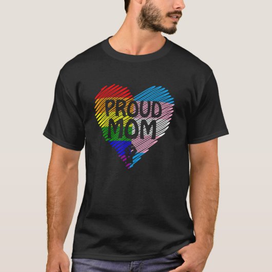 Proud mam Lgbt met regenboog en transgendervlag H T-shirt (Voorkant)