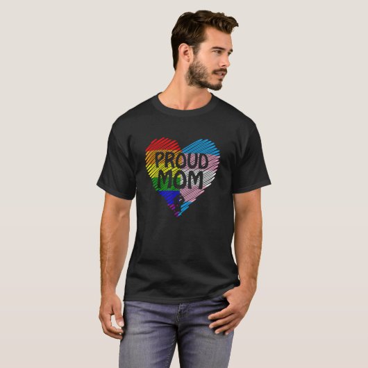 Proud mam Lgbt met regenboog en transgendervlag H T-shirt (Voorkant volledig)