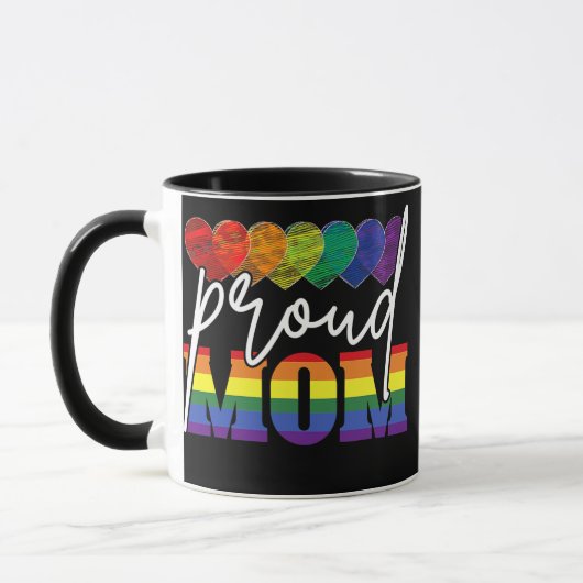 Proud Mam Moederdag LGBTQ Rainbow Flag Gay Mok (Links)