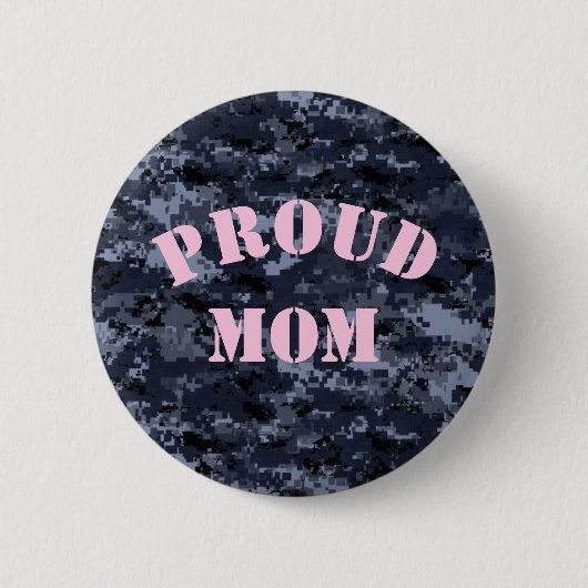 Proud Mam U.S. Army Blue Camouflage Button (Voorkant)