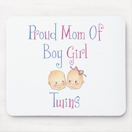 Proud mam van Boy Girl Twins Muismat (Voorkant)