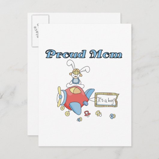 Proud Mam-vliegtuig Het is een Jongen overhemden e Aankondigingskaart (Voorkant / Achterkant)
