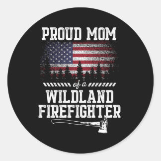 Proud Mam Wildland brandweerman Ronde Sticker