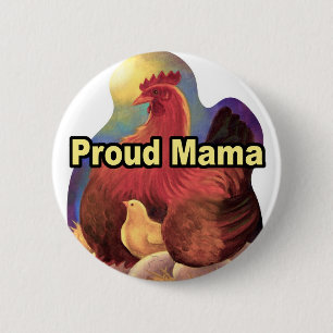 Proud Mama Hen en Chick Painting - Multi Ronde Button 5,7 Cm