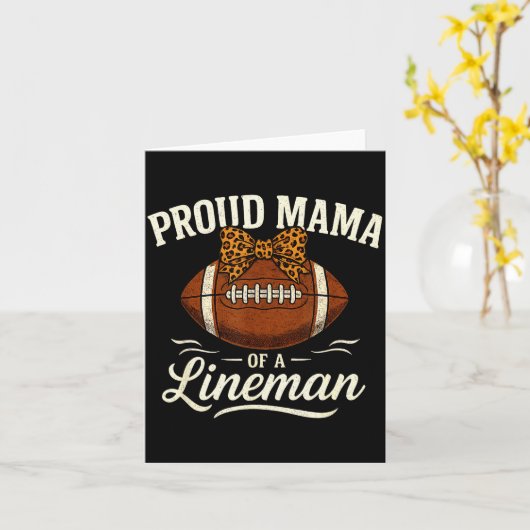 Proud Mama Of A Football Lineman Leopard Srts Bow  Kaart (Gele Bloem)