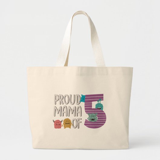 Proud Mama of Five Grote Tote Bag (Voorkant)