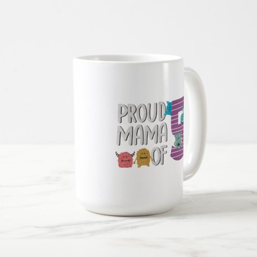 Proud Mama of Five Koffiemok (Voorkant rechts)