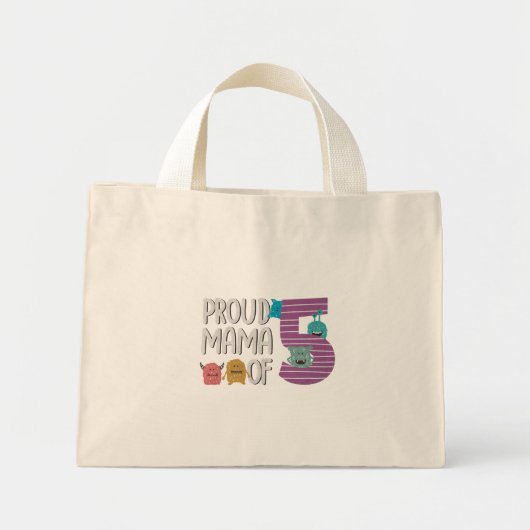 Proud Mama of Five Mini Tote Bag (Voorkant)