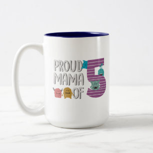 Proud Mama of Five Tweekleurige Koffiemok