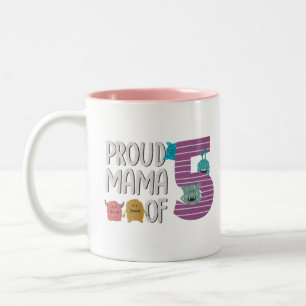 Proud Mama of Five Tweekleurige Koffiemok